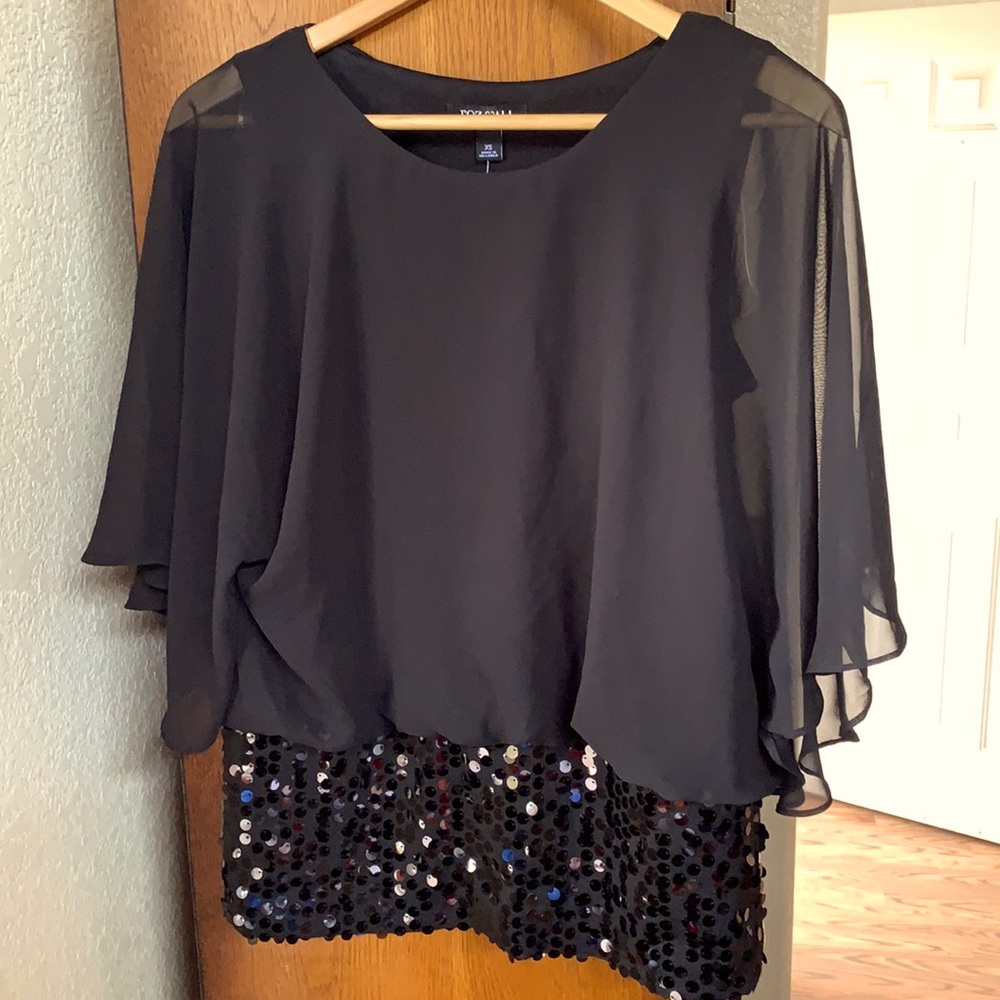 Ladies new with tags black blouse with sequence fitted bottom